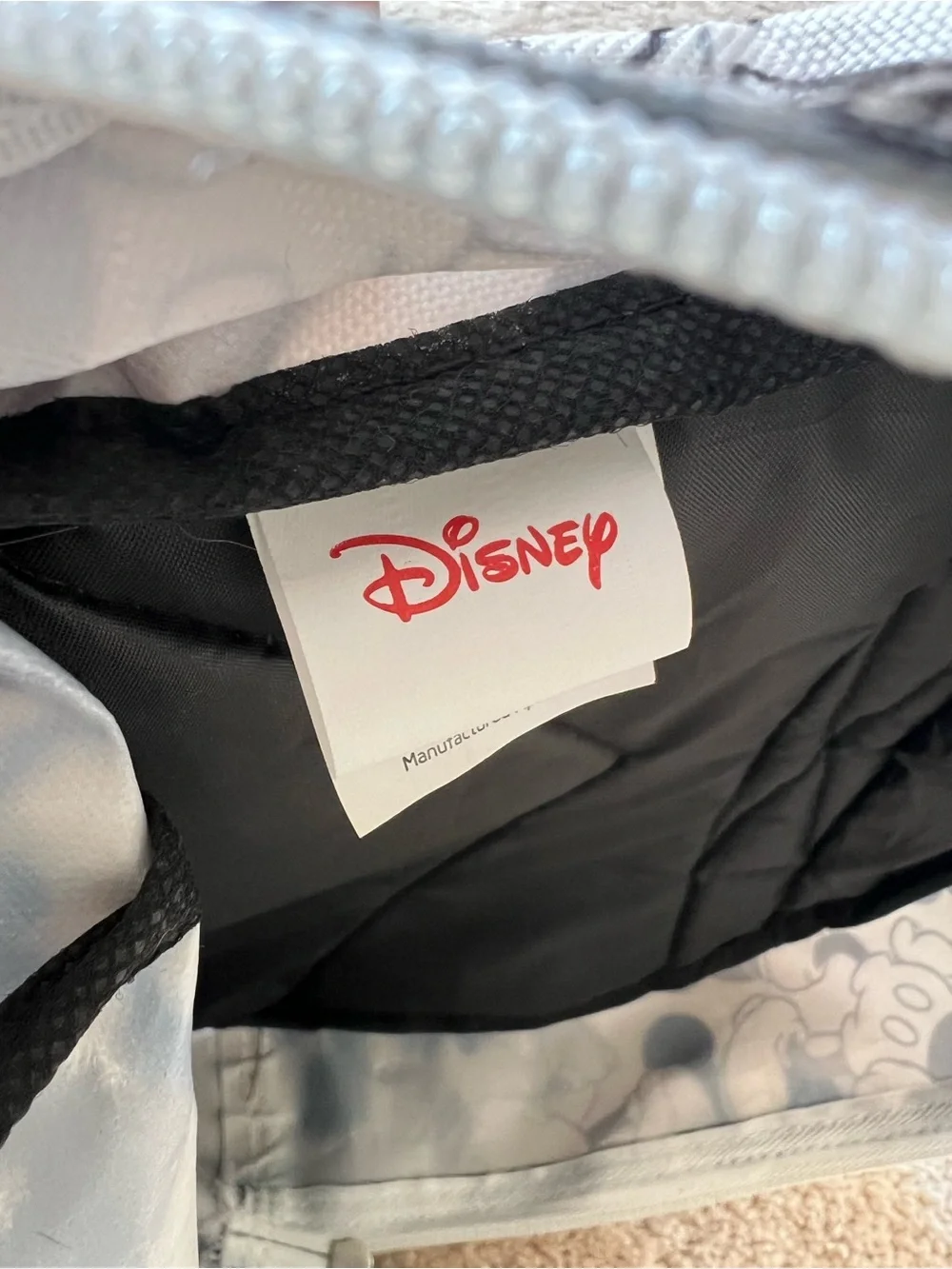 Disney Black & White Mickey Pattern Backpack with Red & Yellow Accent